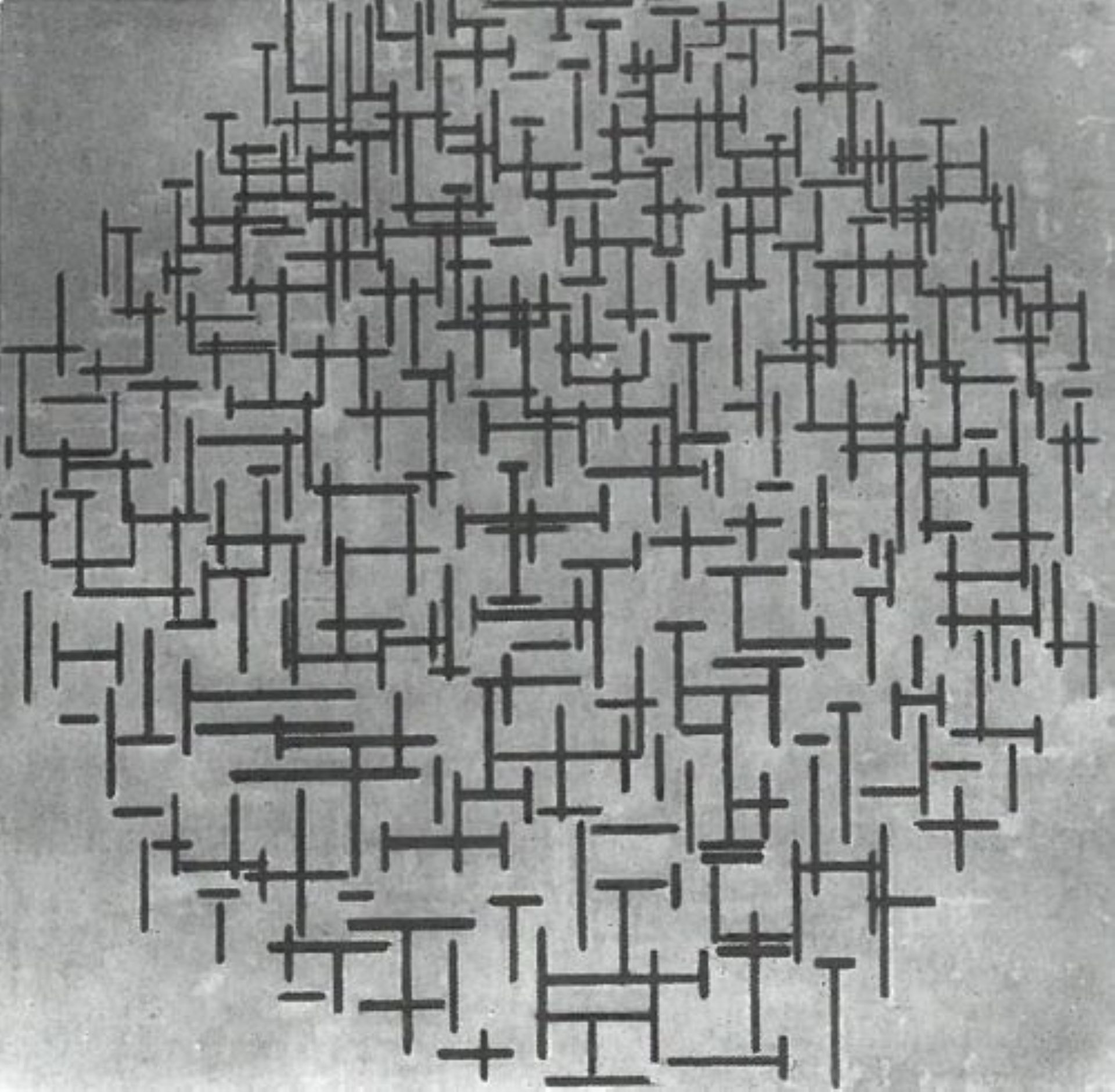 Mondriaan compositie in lijn 1916