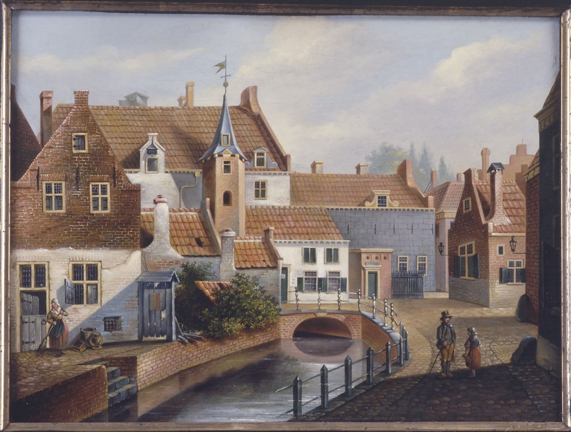 Schilderij van Muurhuizen, Amersfoort met Sluisje en torentje.