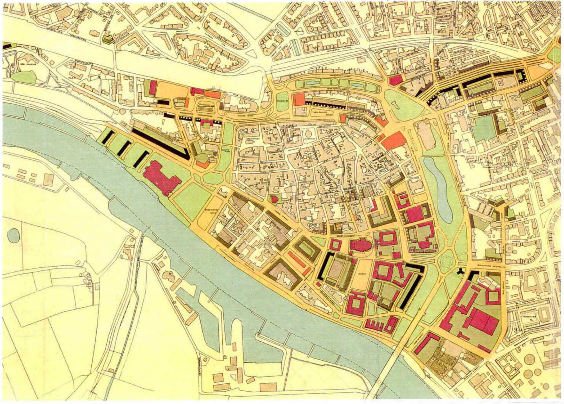 Een kaartje dat het wederopbouwplan laat zien.