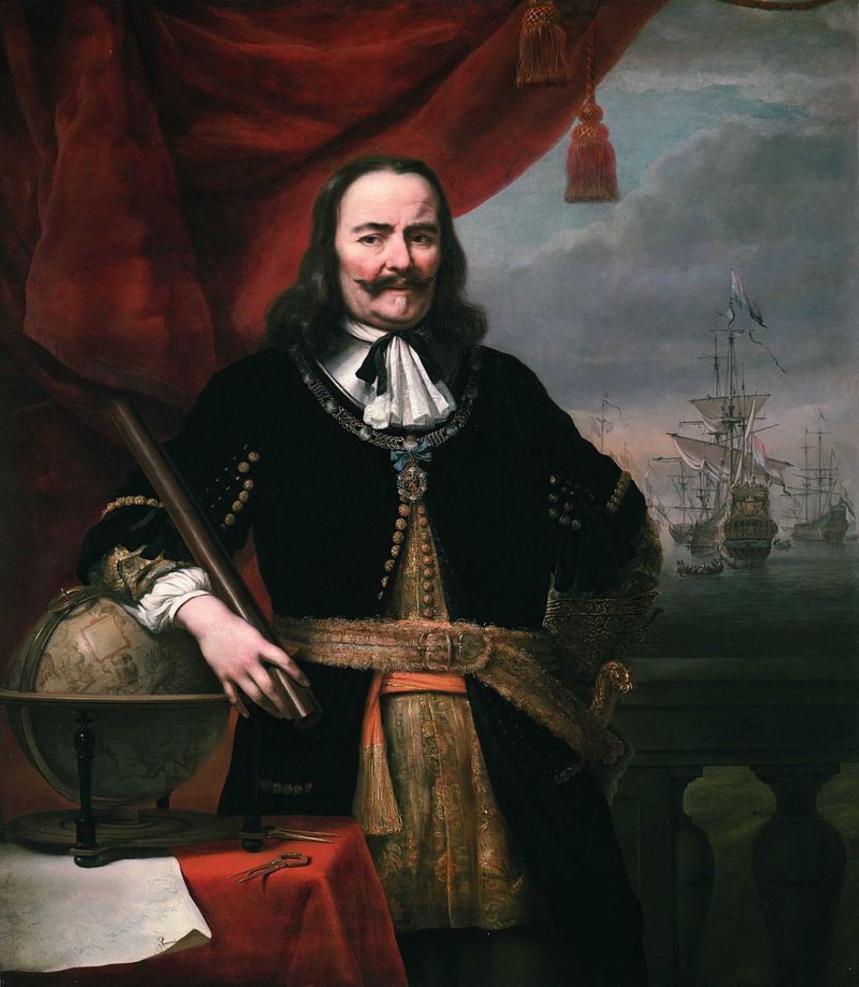 Schilderij van admiraal Michiel de Ruyter: de baas van de marine.