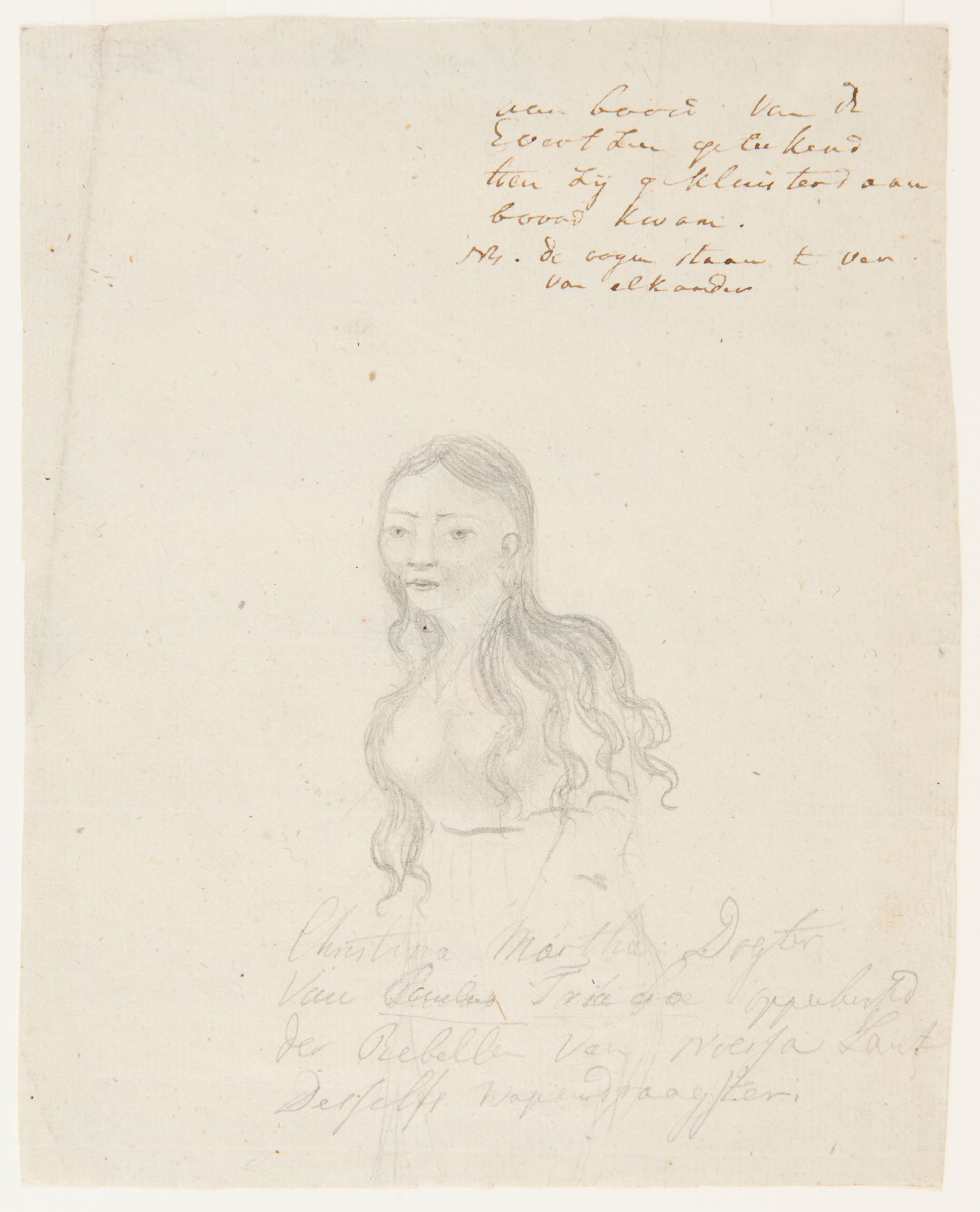Tekening van Martha Christina. Studie voor het uiteindelijke schilderij.