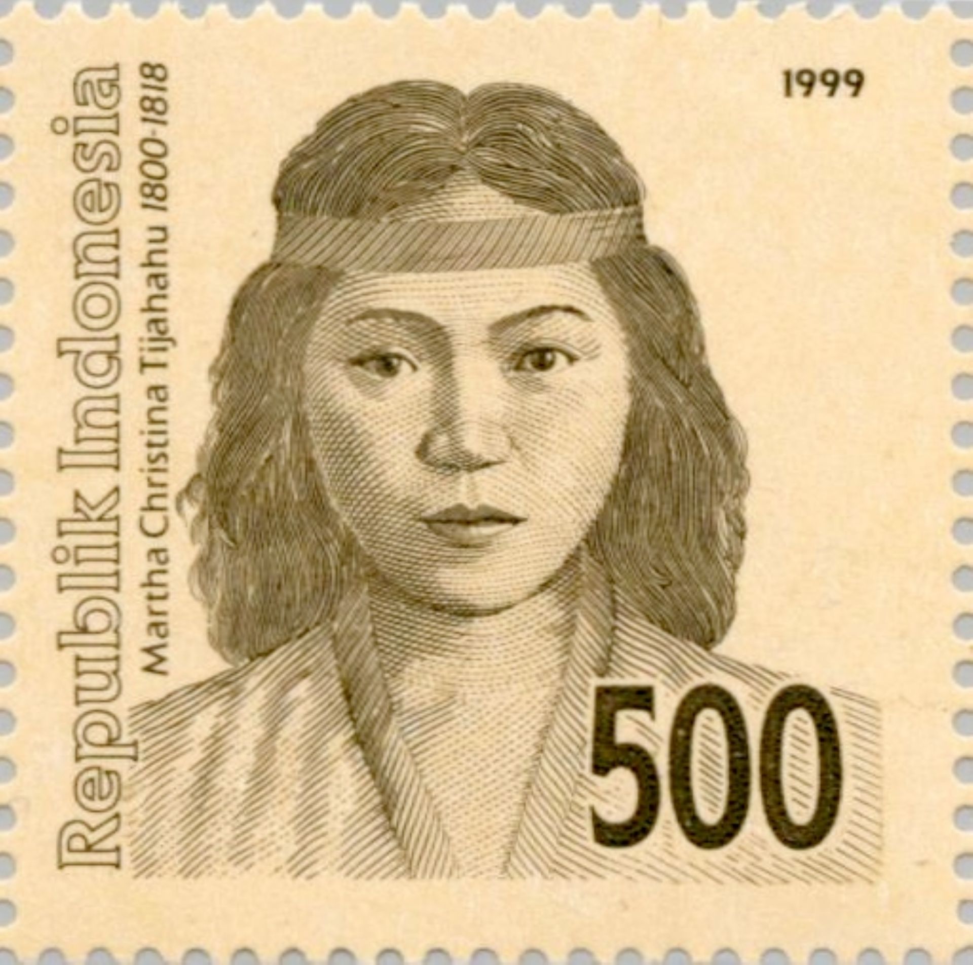 Een postzegel met daarop het gezicht van Martha Christina.