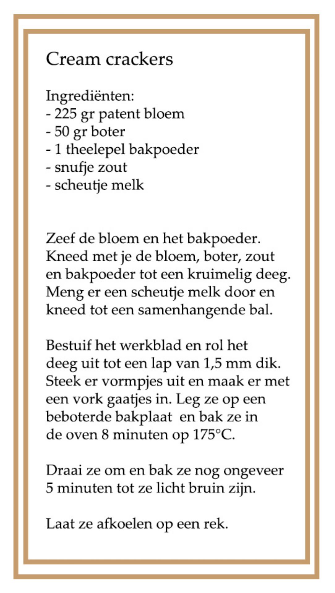 Recept om zelf creamcrackers te maken.