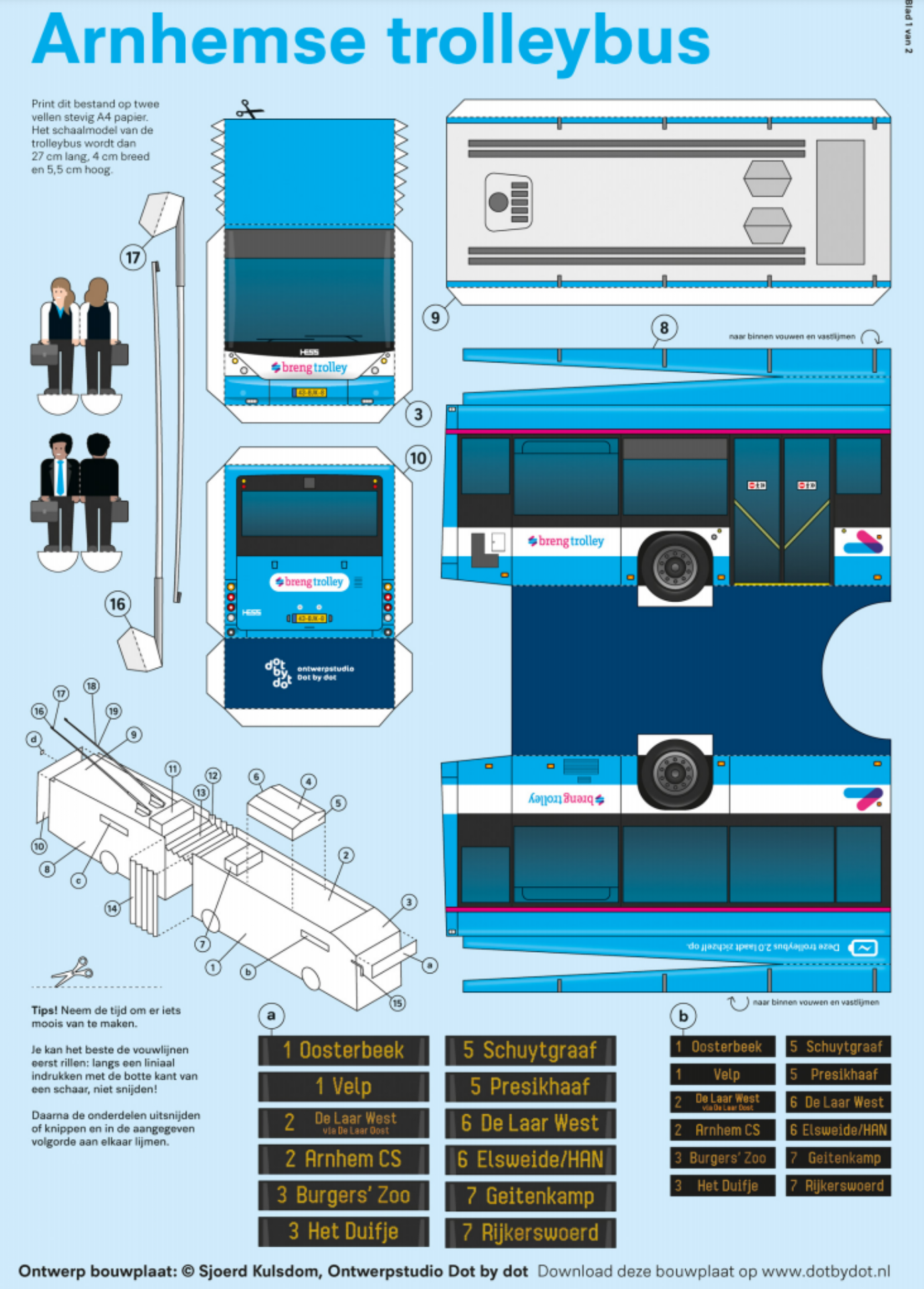 Link naar een website waar je je eigen trolleybus kunt maken van papier.